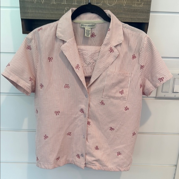 Indigo Other - Indigo Women's Pink Striped Pajama Set With Shorts